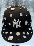 Brown NY Yankees 59FIFTY Customized Hat with Stones – Bling Fitted Cap | Personalized | Any Team or Color
