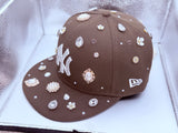 Brown NY Yankees 59FIFTY Customized Hat with Stones – Bling Fitted Cap | Personalized | Any Team or Color