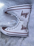 Women’s Bling White Converse – Rhinestone & Glitter Personalized Sneakers