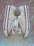 Women’s Custom Bridal Sneakers – Pearl & Rhinestone Handcrafted Wedding Shoes