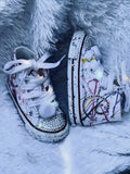 Kids Paint Splatter Bling Sneakers – Custom Glitter & Rhinestone Shoes