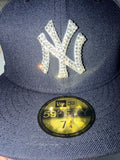 Mens Custom Bling NY Yankees 59FIFTY New Era Hat – Rhinestone Embellished with Initials
