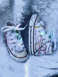 Kids Paint Splatter Bling Sneakers – Custom Glitter & Rhinestone Shoes