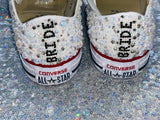 Women’s Custom Bridal Sneakers – Pearl & Rhinestone Handcrafted Wedding Shoes