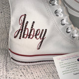 Women’s Bling White Converse – Rhinestone & Glitter Personalized Sneakers