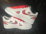 Custom Bling Air Force 1 Sneakers for Bat Mitzvah | Flowers & Rhinestones