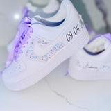 Custom Wedding Nike Air Force 1 Sneakers | Personalized Bridal Bling Shoes