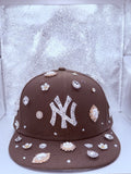 Brown NY Yankees 59FIFTY Customized Hat with Stones – Bling Fitted Cap | Personalized | Any Team or Color