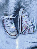 Kids Paint Splatter Bling Sneakers – Custom Glitter & Rhinestone Shoes