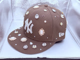 Brown NY Yankees 59FIFTY Customized Hat with Stones – Bling Fitted Cap | Personalized | Any Team or Color
