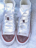 Women’s Bling White Converse – Rhinestone & Glitter Personalized Sneakers
