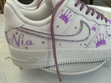 Custom Crown Bling Air Force 1 – Personalized Rhinestone Nike AF1 Sneakers
