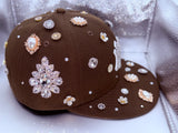 Brown NY Yankees 59FIFTY Customized Hat with Stones – Bling Fitted Cap | Personalized | Any Team or Color