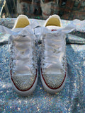 Women’s Custom Bridal Sneakers – Pearl & Rhinestone Handcrafted Wedding Shoes