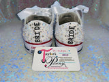 Women’s Custom Bridal Sneakers – Pearl & Rhinestone Handcrafted Wedding Shoes
