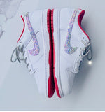 Custom Kids Nike Dunks | Bling Swooshes & Back Strip | Rhinestone Nikes