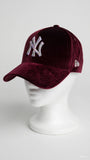 Custom Burgundy Velvet New York Yankees Rhinestone 9FORTY A-Frame Snapback