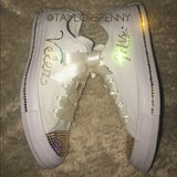 Women’s Bling Converse – Personalized “Mrs.” Rhinestone Sneakers for Brides 👟✨