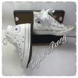 Women’s White Bling Converse – Hand Crystallized Rhinestone Sneakers