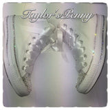 Women’s White Bling Converse – Hand Crystallized Rhinestone Sneakers