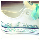Custom Tiffany Inspired Bling Converse | Personalized Maid of Honor Wedding Sneakers