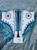 Women’s Bling White Converse with Initials – Personalized Rhinestone Sneakers