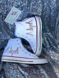 Women’s Bling White Converse – Rhinestone & Glitter Personalized Sneakers