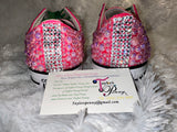 Pearl-Embellished Sneakers – Custom Pink & Green Bling Shoes