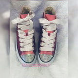 Women’s Bling Converse Sneakers – Embellished Fuchsia Rhinestone Shoes