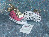 Baby Pink Leopard Painted Sneakers – Custom Hand-Painted Infant Shoes