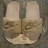 Women’s Bling Nike Slides with Pearls & AB Rhinestones