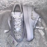 Custom Bling Air Force 1 Sneakers – Pearl & Rhinestone Bridal Shoes