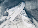 Custom Bling Air Force 1 Sneakers – Pearl & Rhinestone Bridal Shoes
