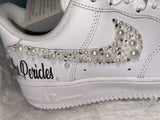 Custom Bling Air Force 1 Sneakers – Pearl & Rhinestone Bridal Shoes