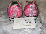 Pearl-Embellished Sneakers – Custom Pink & Green Bling Shoes