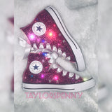 Women’s Bling Converse Sneakers – Embellished Fuchsia Rhinestone Shoes