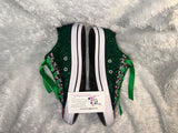 Women’s Bling Sneakers – Hand-Embellished Green & Pink Custom Shoes