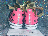 Baby Pink Leopard Painted Sneakers – Custom Hand-Painted Infant Shoes