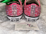Pearl-Embellished Sneakers – Custom Pink & Green Bling Shoes