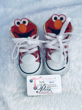 Girls Elmo Inspired Bling Sneakers – Custom Rhinestone & Glitter Shoes ❤️✨