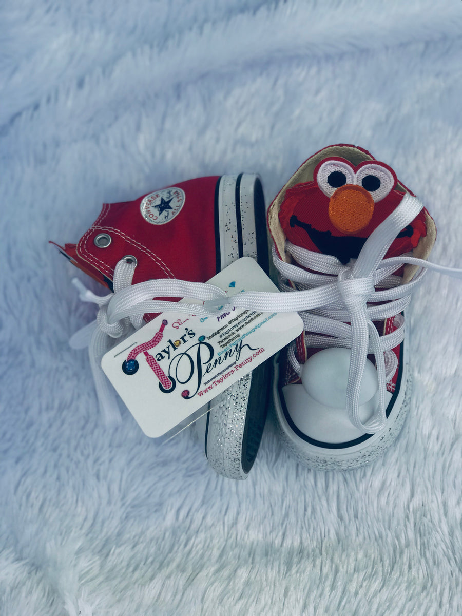 Girls Elmo Inspired Custom Bling Converse Rhinestone & LED Light-Up ...