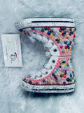 Girls’ Bling Converse Sneakers – Embellished Pearl Unicorn Design
