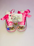Bling Girls Converse – Minnie Mouse Inspired with Sparkling Pacifier Charm 🎀✨