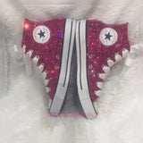 Women’s Bling Converse Sneakers – Embellished Fuchsia Rhinestone Shoes