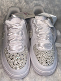 Custom Bling Air Force 1 Sneakers – Pearl & Rhinestone Bridal Shoes