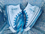 Women’s Bling White Converse with Initials – Personalized Rhinestone Sneakers
