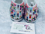 Girls’ Bling Converse Sneakers – Embellished Pearl Unicorn Design