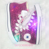 Women’s Bling Converse Sneakers – Embellished Fuchsia Rhinestone Shoes