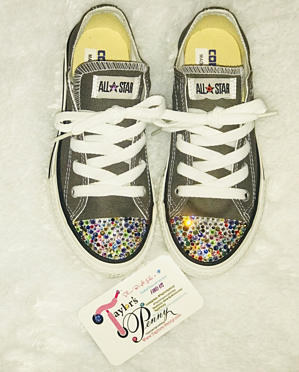Custom Rainbow Rhinestone Converse | Personalized Sneakers with Satin ...