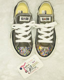 Girls Bling Converse Sneakers – Rainbow Stones on Sole, Crystallized Shoes